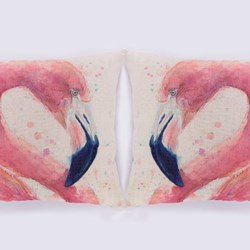 Cojin decorativo cuadrado compuesto de algodón y poliéster con estampado de motivo flamencos - Imagen 1