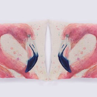 Cojin decorativo cuadrado compuesto de algodón y poliéster con estampado de motivo flamencos - Imagen 1