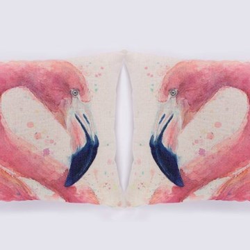 Cojin decorativo cuadrado compuesto de algodón y poliéster con estampado de motivo flamencos - Imagen 1