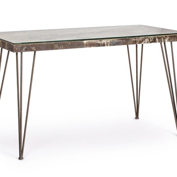 Mesa escritorio de hierro y cristal - Imagen 1