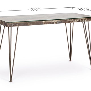 Mesa escritorio de hierro y cristal - Imagen 2