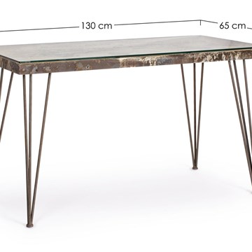 Mesa escritorio de hierro y cristal - Imagen 2