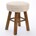 Taburete clásico con asiento circular tapizado en algodón acabado beige - Imagen 1